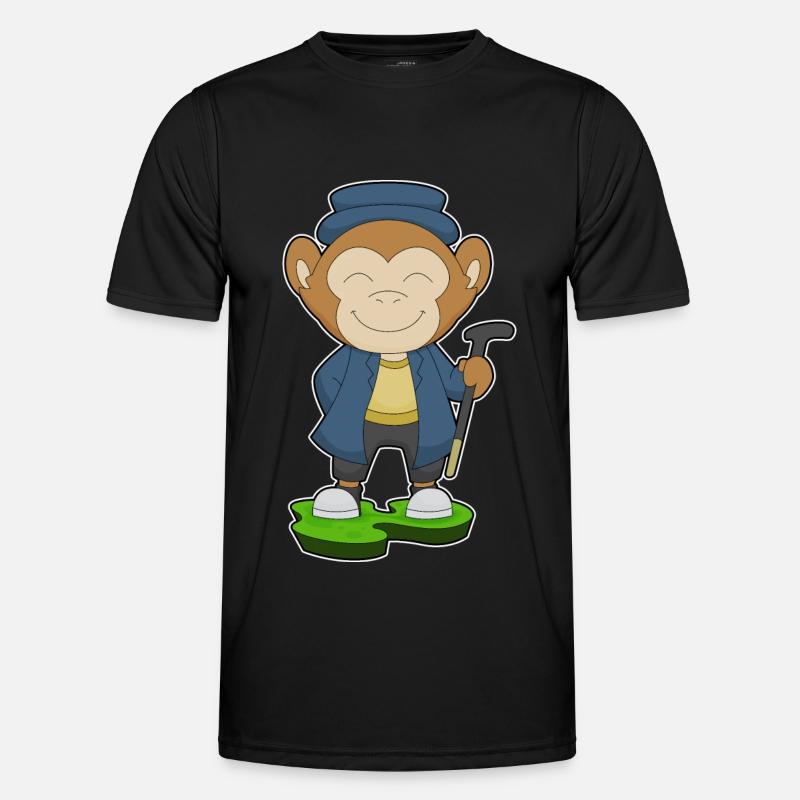 Monkey Pensioner Walking Stick - Men's Functional T-Shirt - black