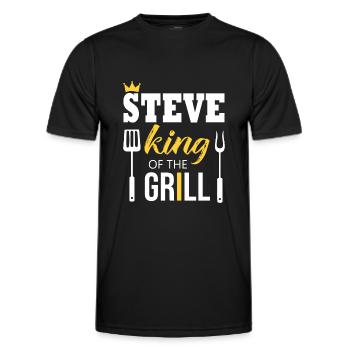 Steve, der König des Grills - Männer Funktions-T-Shirt - Schwarz - Vorne - AI Model Male 178 dark (178cm)