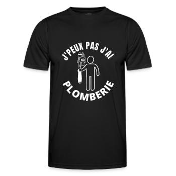 j peux pas j ai plomberie - T-shirt sport Homme - noir - Devant - AI Model Male 178 dark (178cm)