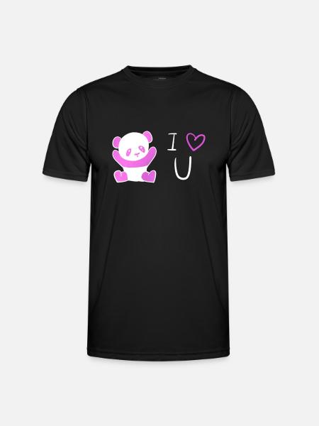 panda rose je t’aime - T-shirt sport Homme - noir