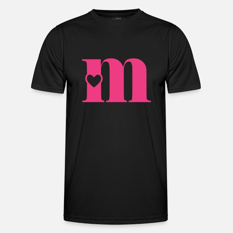 Buchstabe m Anfangsbuchstabe mit Herz - Männer Funktions-T-Shirt - Schwarz