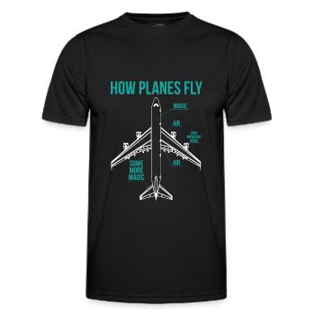 Wie Flugzeuge fliegen Funny Aerospace Engineering Gift - Männer Funktions-T-Shirt - Schwarz - Vorne - AI Model Male 178 dark (178cm)
