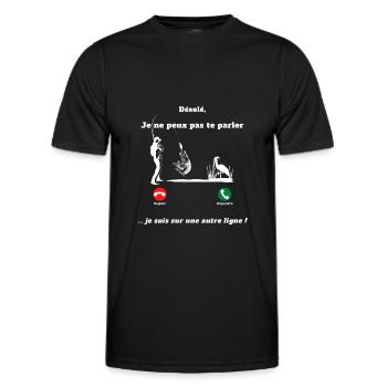 Désolé, je suis sur une autre ligne. Je pêche - T-shirt sport Homme - noir - Devant - AI Model Male 178 dark (178cm)