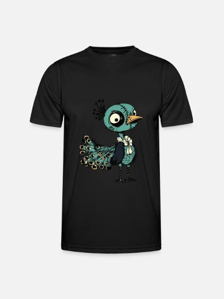 Pfau Vogel Halloween Zombie - Männer Funktions-T-Shirt - Schwarz