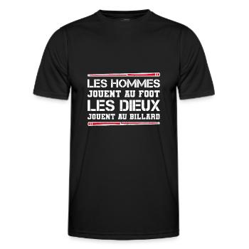 Les Hommes Jouent Au Foot Les Dieux Au Billard - T-shirt sport Homme - noir - Devant - AI Model Male 178 dark (178cm)