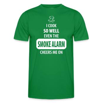 Je cuisine si bien que même le détecteur de fumée m’encourage - T-shirt sport Homme - vert - Devant - AI Model Male 178 dark (178cm)