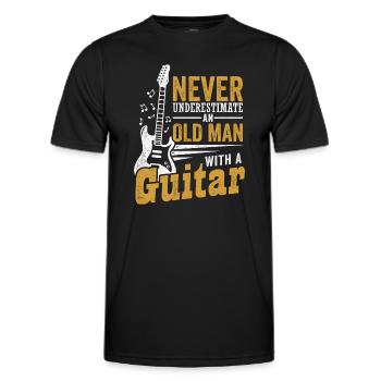Gitarrist Alter Mann Gitarre Musiker Rente - Männer Funktions-T-Shirt - Schwarz - Vorne - AI Model Male 178 dark (178cm)