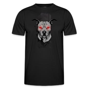 Inferno Guardian: PitBull's Crimson Gaze - Men's Functional T-Shirt - black - Front - AI Model Male 178 dark (178cm)