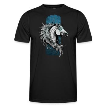 Himmlische Schönheit: Blauäugiger Pegasus gefiederter Hors - Männer Funktions-T-Shirt - Schwarz - Vorne - AI Model Male 178 dark (178cm)