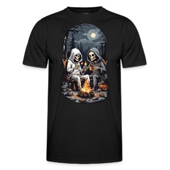 Conception de feu de camp squelette de camping Halloween - T-shirt sport Homme - noir - Devant - AI Model Male 178 dark (178cm)