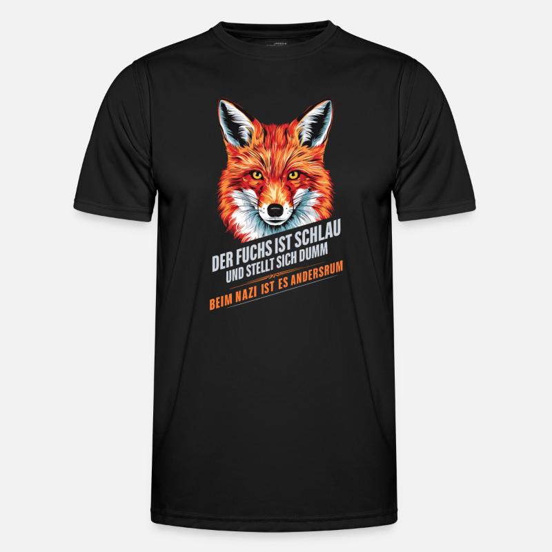 Clever fox against right-wing extremism - Men's Functional T-Shirt - black