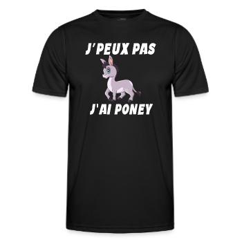 Poney - Cheval - Poney club - T-shirt sport Homme - noir - Devant - AI Model Male 178 dark (178cm)