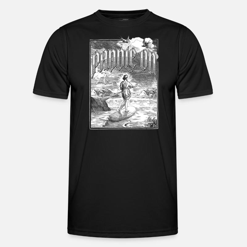 Paddle Board Paddling Drawing - Men's Functional T-Shirt - black