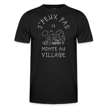 J'peux pas je monte au village - T-shirt sport Homme - noir - Devant - AI Model Male 178 dark (178cm)