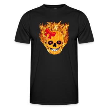 Flammender Mädchentotenkopf - Männer Funktions-T-Shirt - Schwarz - Vorne - AI Model Male 178 dark (178cm)