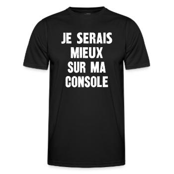 je serais mieux sur ma console - T-shirt sport Homme - noir - Devant - AI Model Male 178 dark (178cm)