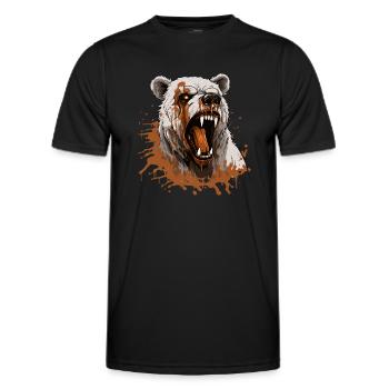 ours, animal, bête, faune, animal, sang, art, art, - T-shirt sport Homme - noir - Devant - AI Model Male 178 dark (178cm)