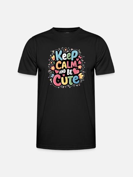 Keep calm and be cute - Men's Functional T-Shirt - black