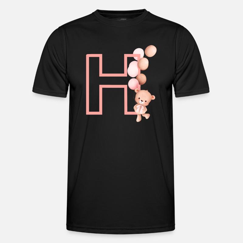 Buchstabe h rosa Bär - Männer Funktions-T-Shirt - Schwarz
