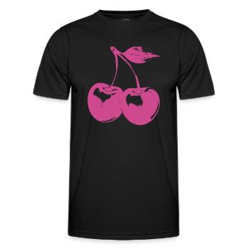 Retro Cherry Motif – Pink Rockabilly Look - Men's Functional T-Shirt - black - Front - AI Model Male 178 dark (178cm)