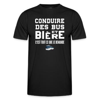 Conduire des bus et bière t-shirt homme humour - T-shirt sport Homme - noir - Devant - AI Model Male 178 dark (178cm)