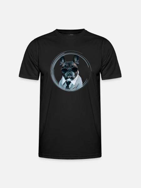 cute mafiastyle bully french bulldog - Men's Functional T-Shirt - black