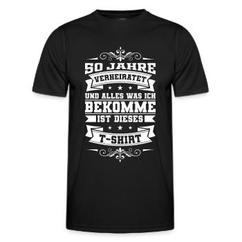 Lustiges Goldene Hochzeit Sprüche Geschenk - Männer Funktions-T-Shirt - Schwarz - Vorne - AI Model Male 178 dark (178cm)