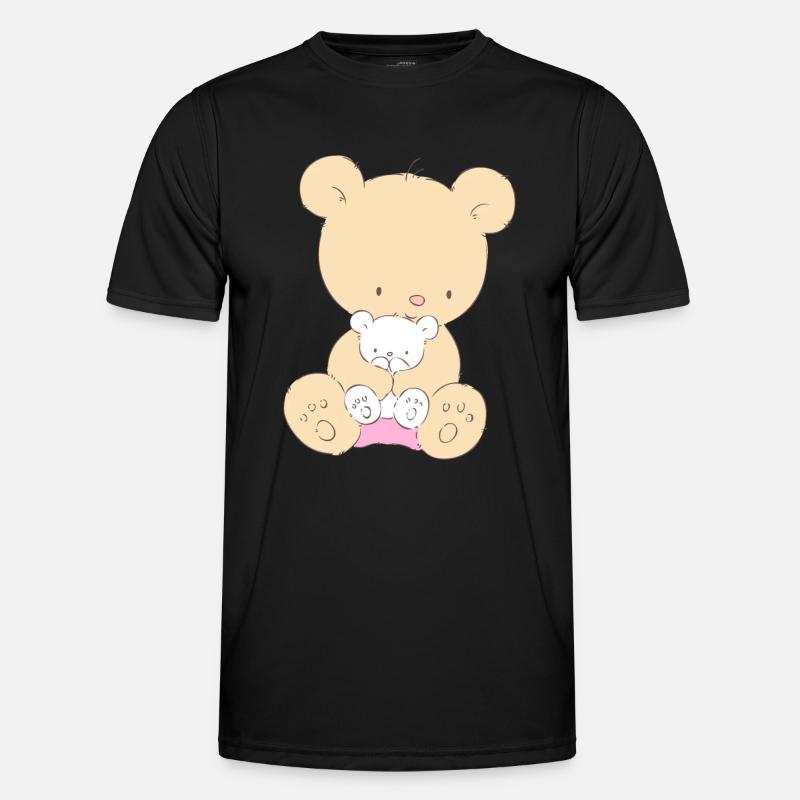 Bear with Teddy Bear - Männer Funktions-T-Shirt - Schwarz