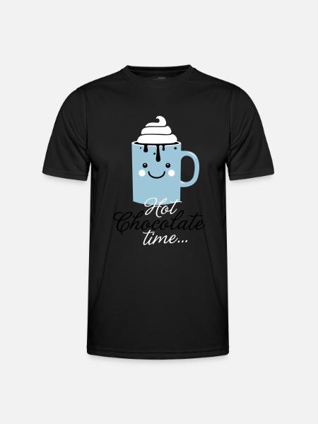 Funny cute mug with i love hot chocolate with - Men's Functional T-Shirt - black