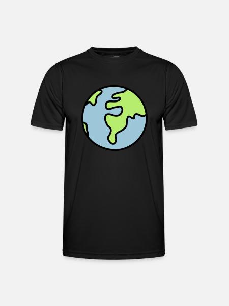 Globus - Welt - Männer Funktions-T-Shirt - Schwarz