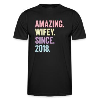 Amazing Wifey Since 2018 - Men's Functional T-Shirt - black - Front - AI Model Male 178 dark (178cm)