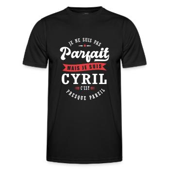 Cyril Parfait Cadeau prenom cyril - T-shirt sport Homme - noir - Devant - AI Model Male 178 dark (178cm)
