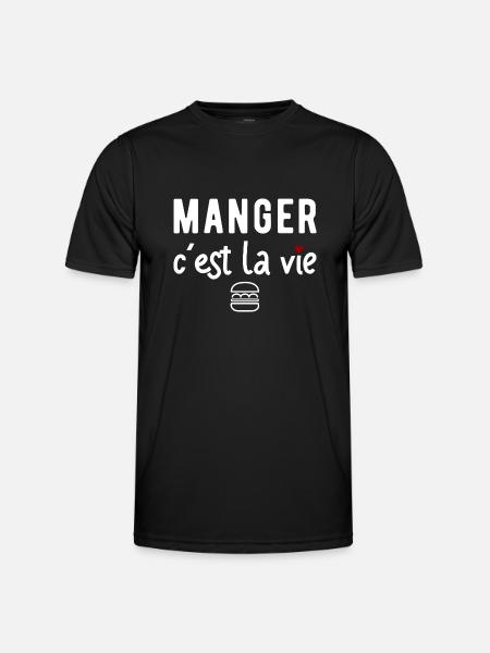 Manger cadeau humour - T-shirt sport Homme - noir