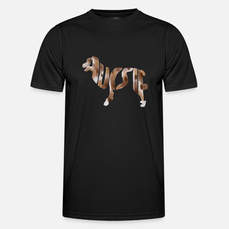 Australian Shepherd Aussie Silhouette - Männer Funktions-T-Shirt - Schwarz