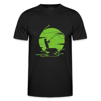 Fliegenfischen - Männer Funktions-T-Shirt - Schwarz - Vorne - AI Model Male 178 dark (178cm)