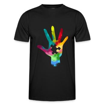 Autism Hand Awareness Day - Men's Functional T-Shirt - black - Front - AI Model Male 178 dark (178cm)