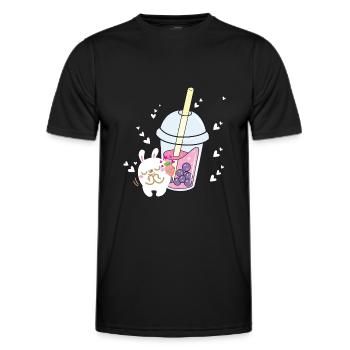 Kawaii Boba Bubble Getränk Japan Milchtee Manga - Männer Funktions-T-Shirt - Schwarz - Vorne - AI Model Male 178 dark (178cm)