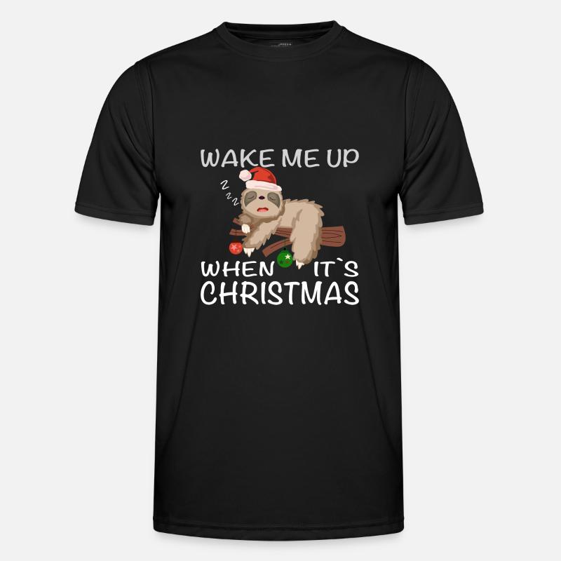 Sloth, Christmas, sleeping sloth - Men's Functional T-Shirt - black