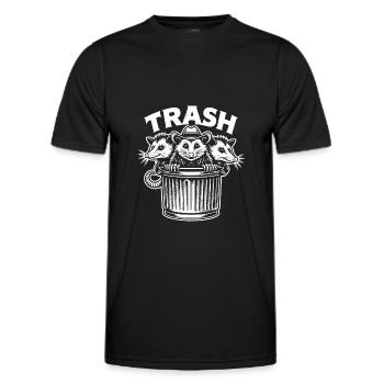 Trash gang three possums look out of the garbage can - Men's Functional T-Shirt - black - Front - AI Model Male 178 dark (178cm)