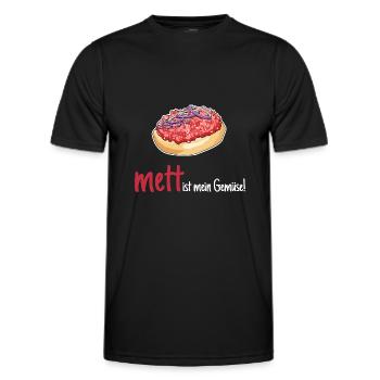Mett Mettbrötchen Hackfleisch Lustig Geschenk - Männer Funktions-T-Shirt - Schwarz - Vorne - AI Model Male 178 dark (178cm)