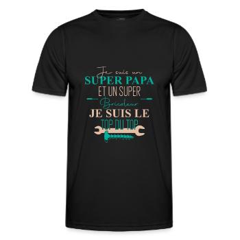 Papa bricoleur cadeau tee shirt papa bricoleur - T-shirt sport Homme - noir - Devant - AI Model Male 178 dark (178cm)