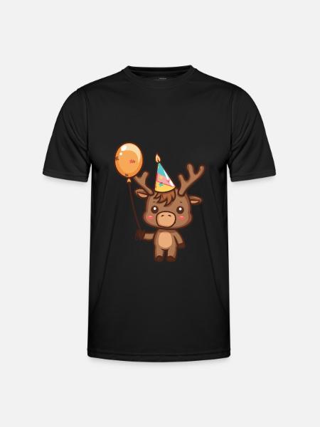 Moose Birthday Comic Cute - Men's Functional T-Shirt - black