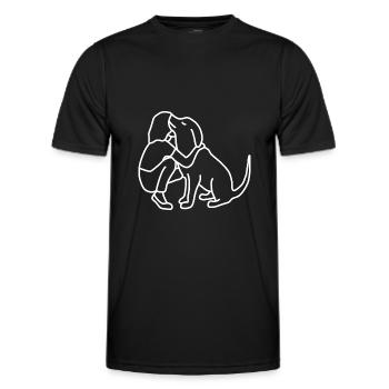 Frau Hund Umarmen - Männer Funktions-T-Shirt - Schwarz - Vorne - AI Model Male 178 dark (178cm)