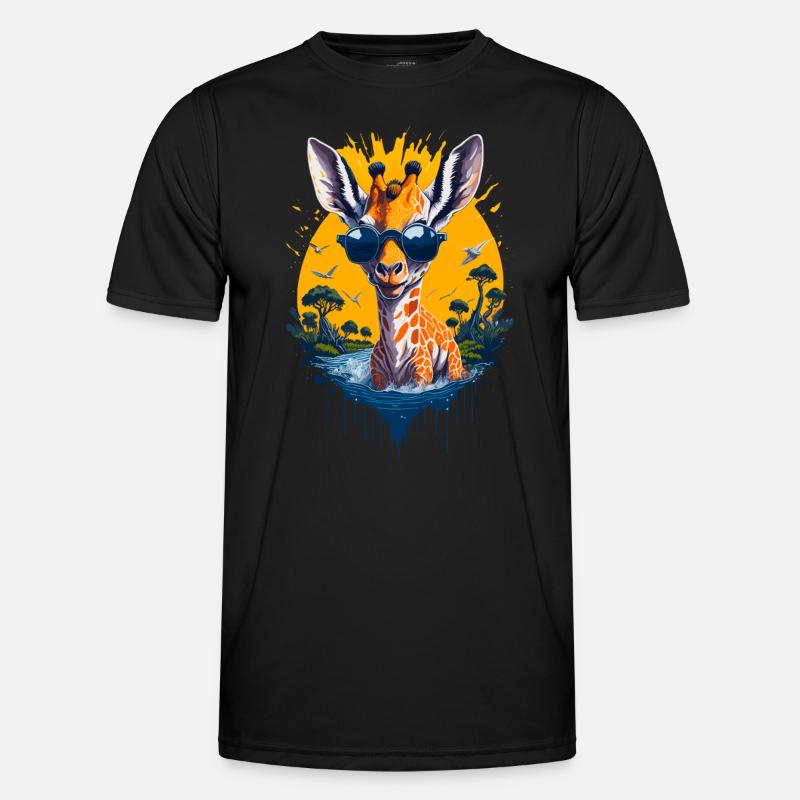 Coole Giraffe - Männer Funktions-T-Shirt - Schwarz