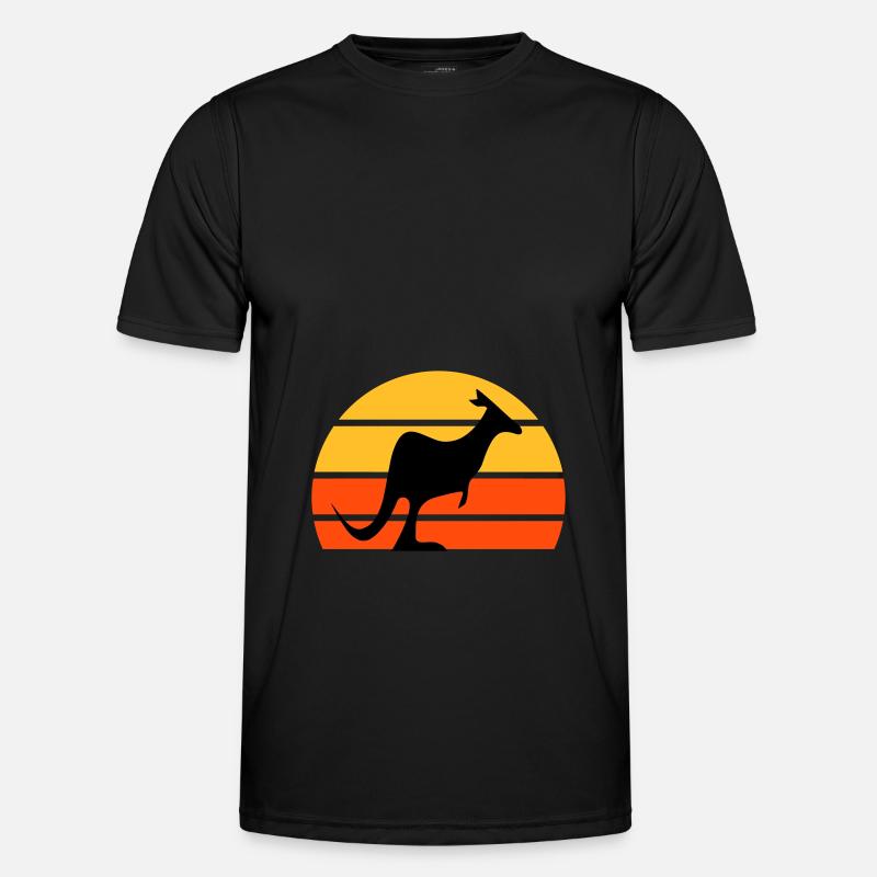 Känguru vor einer Halbsonne - Männer Funktions-T-Shirt - Schwarz