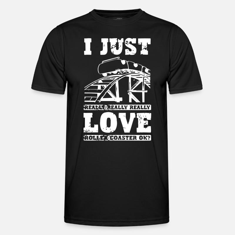 I Love Roller Coaster - Männer Funktions-T-Shirt - Schwarz