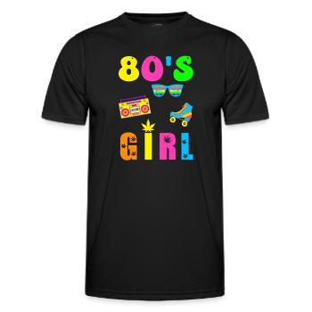 80s Girl - Retro Girl 80er Jahre Neonfarben Disco - Männer Funktions-T-Shirt - Schwarz - Vorne - AI Model Male 178 dark (178cm)