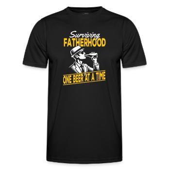 Überleben der Vaterschaft: Die Bier-Chroniken - Männer Funktions-T-Shirt - Schwarz - Vorne - AI Model Male 178 dark (178cm)