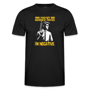 J’ai mis ma patience à rude épreuve, je suis négatif - T-shirt sport Homme - noir - Devant - AI Model Male 178 dark (178cm)