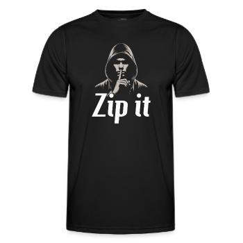 Silence amplifié : Zip It - T-shirt sport Homme - noir - Devant - AI Model Male 178 dark (178cm)